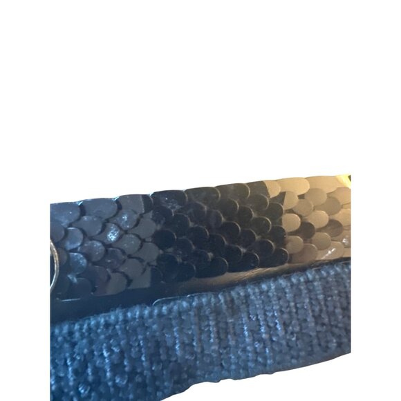 Vintage Handmade Black Belt With Peacock Enamel Buckle - Picture 2 of 4